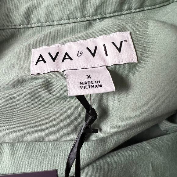 Ava & Viv Women's Plus Size Green Button-Down Oversized Tunic - Size X - NWT - Picture 2 of 7